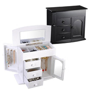 TheLAShop Jewelry Box Mirror Ring Earring Necklace Organizer Black/ White