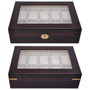 TheLAShop Watch Display Case 10-Slot Glass Top Wooden Image