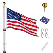 TheLAShop Telescoping Flagpole Kit with Ball Finial(20ft,25ft,30ft Options), 20ft Silver Image