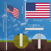TheLAShop Telescoping Flagpole Kit with Ball Finial(20ft,25ft,30ft Options) Image