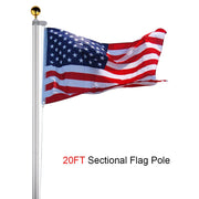 TheLAShop 20 ft Aluminum Sectional Flagpole Kit with US Flag