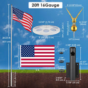 TheLAShop Aluminum Flagpole with Light & Dock Mount, Deluxe Eagle Topper Image