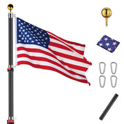 TheLAShop Telescoping Flagpole Kit with Ball Finial(20ft,25ft,30ft Options), 30ft Black Image