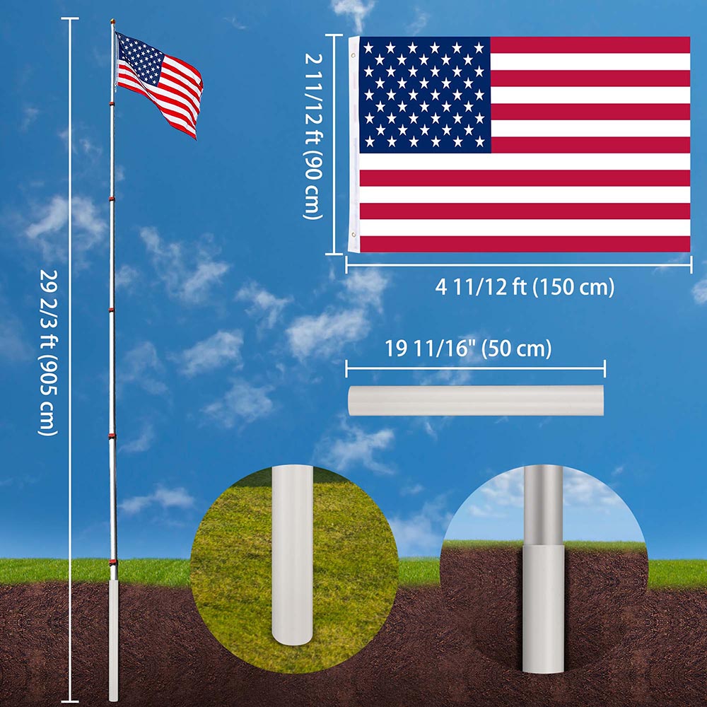 TheLAShop 30ft Telescoping Flagpole Kit with Deluxe Eagle & Ball TheLAShop 30ft Telescoping Flagpole Kit with Deluxe Eagle & Ball