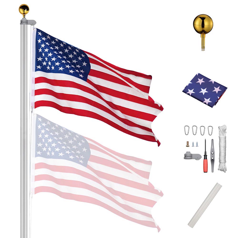 Yescom 20Ft Upgraded Black Sectional Flag Pole Kit Extra Yescom 20Ft Upgraded Black Sectional Flag Pole Kit Extra