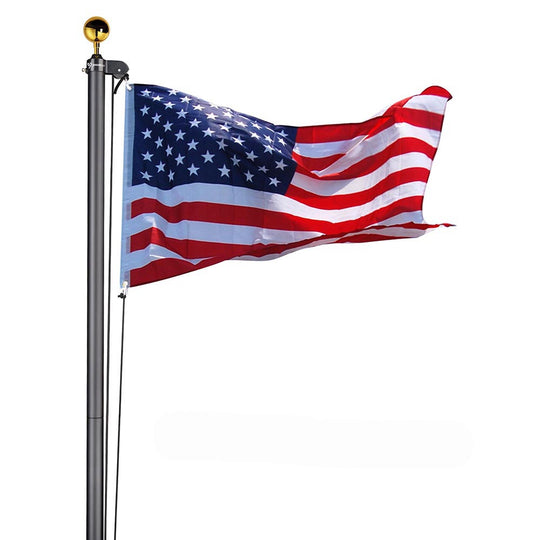 TheLAShop Aluminum Sectional Flagpole Kit with US Flag (20ft,25ft,30ft Options)