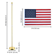 TheLAShop 6 ft Indoor Flag Poles with Stand Set of 2(Ball Eagle Options), Gold Pole+Ball Image