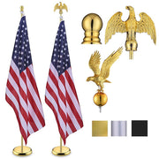 TheLAShop 6 ft Indoor Flag Poles with Stand Set of 2(Ball Eagle Options)