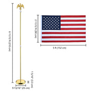 TheLAShop 6 ft Indoor Flag Poles with Stand Set of 2(Ball Eagle Options), Gold Pole+Eagle Image