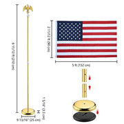 TheLAShop 6 ft Indoor Flag Poles with Stand(Ball Eagle Options)