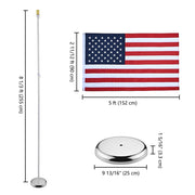 TheLAShop 8 ft Indoor Flag Poles with Stand Set of 2(Ball Eagle Options), Aluminum Pole Base+Ball Image