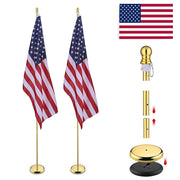 TheLAShop 8 ft Indoor Flag Poles with Stand Set of 2(Ball Eagle Options) Image