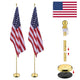 TheLAShop 8 ft Indoor Flag Poles with Stand Set of 2(Ball Eagle Options) Image