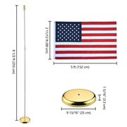 TheLAShop 8 ft Indoor Flag Poles with Stand Set of 2(Ball Eagle Options), Aluminum Pole+Ball Image