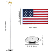 TheLAShop 8 ft Indoor Flag Poles with Stand(Ball Eagle Options), Silver Pole Base+Eagle Image