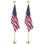 TheLAShop 8 ft Indoor Flag Poles with Stand Set of 2(Ball Eagle Options) Image