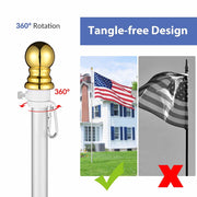 TheLAShop 10ft Flagpole Kit for House Yard Aluminum Sectional Poles