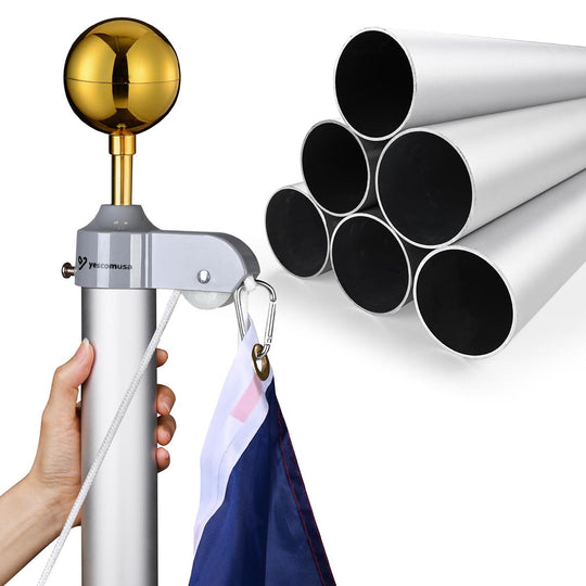 TheLAShop Heavy Duty Flagpole 13Gauge Thick Flag Pole (20ft,25ft,30ft Options)