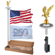 TheLAShop Aluminum Flagpole with Light & Dock Mount, Deluxe Eagle Topper Image