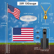TheLAShop Aluminum Flagpole with Light & Dock Mount, Deluxe Eagle Topper Image