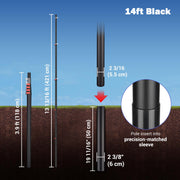 TheLAShop Aluminum Telescopic Antenna Pole for Starlink, Event Wi-Fi, 14ft Black Image