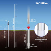 TheLAShop Aluminum Telescopic Antenna Pole for Starlink, Event Wi-Fi, 14ft Silver Image