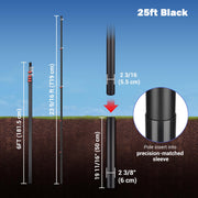 TheLAShop Aluminum Telescopic Antenna Pole for Starlink, Event Wi-Fi, 25ft Black Image