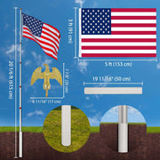 TheLAShop 20ft Telescoping Flagpole Kit with Eagle & Ball Finial