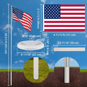 TheLAShop 20ft Sectional Flagpole Kit with Light Solar Powered