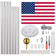 TheLAShop 25ft Sectional Flagpole Kit with Light Solar Powered Image