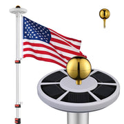 TheLAShop Telescoping Flagpole Kit with Light Solar Powered (20ft,25ft,30ft Options), 25ft Silver Image