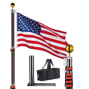 TheLAShop Telescoping Flagpole with Tire Mount (20ft,25ft,30ft Options), 30ft Black Image