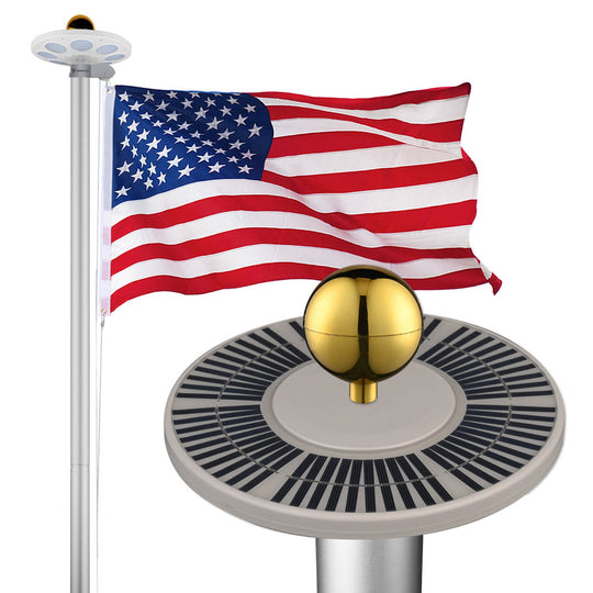 TheLAShop Heavy Duty Flagpole with Light Solar Powered (20',25',30' Options) (Preorder)
