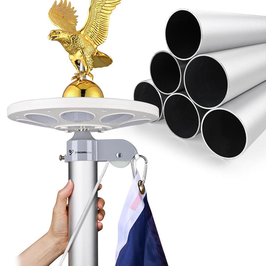 TheLAShop 13Gauge Heavy Duty Flagpole with Light Deluxe Eagle(20',25',30' Options)