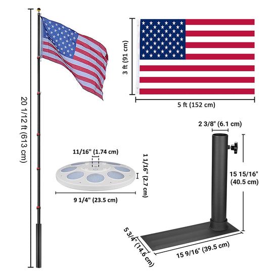 TheLAShop Solar Lighted Telescoping Tailgate Flagpole
