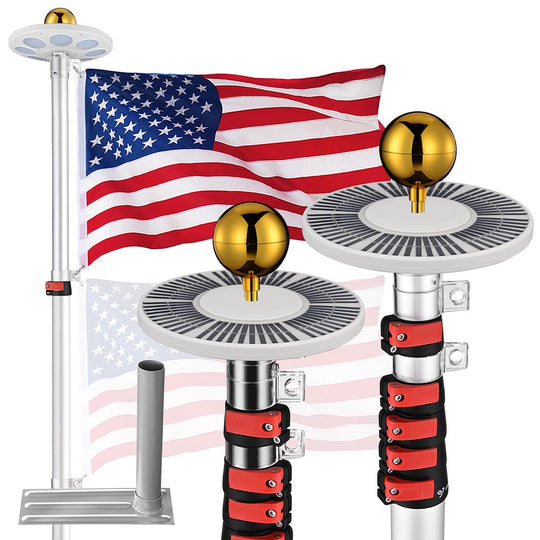 TheLAShop Solar Lighted Telescoping Tailgate Flagpole
