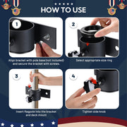 TheLAShop Vertical Pole Mount for Dock, Deck Holds D1" to 2 3/8" Pole Image