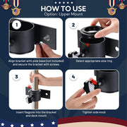 TheLAShop Vertical Pole Mount for Dock, Deck Holds D1" to 2 3/8" Pole Image