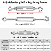 TheLAShop M6 Hook & Eye Turnbuckle 6pcs Duty Wire Rope Tension