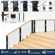 TheLAShop Cable Railing Post - 36x2x2 Level Post T304 SS 16Gauge Image