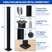 TheLAShop Cable Railing Post - 36x2x2 Single Corner Post T304 SS 16Gauge Image