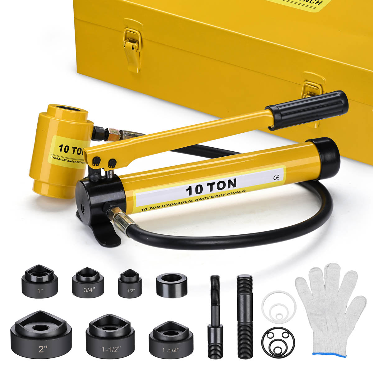 TheLAShop 10 ton Hydraulic Metal Hole Punch Press Driver Kit Tool Set