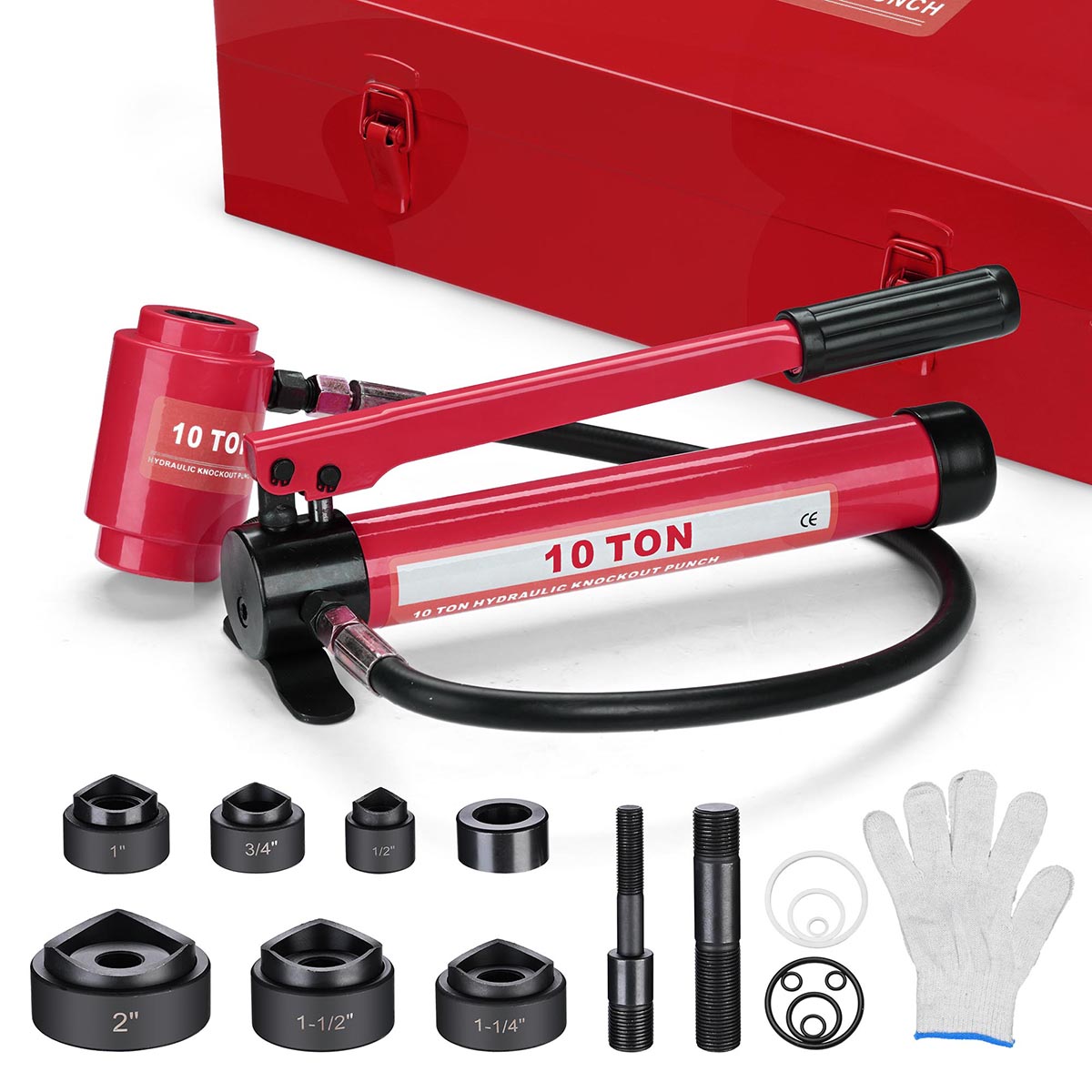 TheLAShop 10 ton Hydraulic Metal Hole Punch Press Driver Kit Tool Set