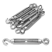 TheLAShop 1/4" x 4" Stainless Turnbuckles Hook & Eye for Cable Wire Rope Image