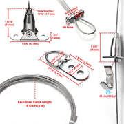 TheLAShop Frame Hanging Kit - 2x 10ft 1.5mm T304 Cable & Adjustable Hooks Image