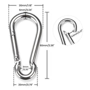 TheLAShop Cable Rope Carabiner Snap Hook 304 Stainless Steel, M6 30ct. Image