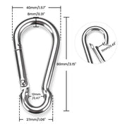 TheLAShop Cable Rope Carabiner Snap Hook 304 Stainless Steel, M8 6ct. Image
