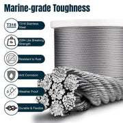 TheLAShop T316 Stainless Steel Cable 7x19 D3/16"x500ft (4.8mm) Image
