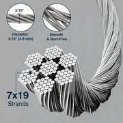 TheLAShop T316 Stainless Steel Cable 7x19 D3/16"x500ft (4.8mm) Image