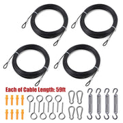 TheLAShop Fixing Hardware Kit Stainless Steel Pad Eye Turnbuckle Carabiner, 8, 5-7in with 4x60ft Cable Image